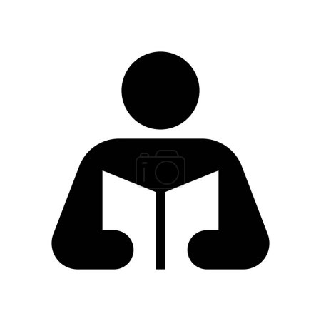 Photo for Person Reading A Book Icon - Royalty Free Image