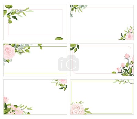 Photo for Hand drawn floral frames with flowers, branch and leaves. Elegant label template. Vector illustration for labels, branding business identity, wedding invitation - Royalty Free Image