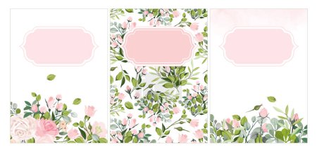 Photo for Notebook covers with spring flowers, artistic floral cover page. Trendy planner or notebooks background with nature elements vector template set. Creative botanic notebook wrapper - Royalty Free Image