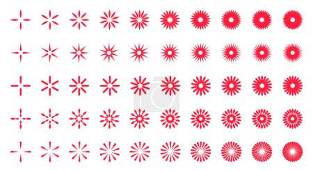 Photo for Collection red stars stickers and badges for promotion.Starburst stickers set - a collection of round and oval bright labels and buttons with promotional offers isolated on a white background - Royalty Free Image