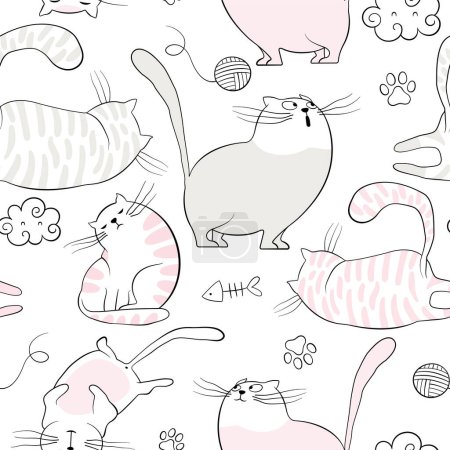 Photo for Cat Outline Seamless Vector Pattern - Royalty Free Image