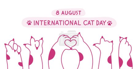 Photo for Cute cats and funny kitten doodle vector set. 8th of august Happy international cat day characters design collection with flat  and outlined pastel color in different poses - Royalty Free Image