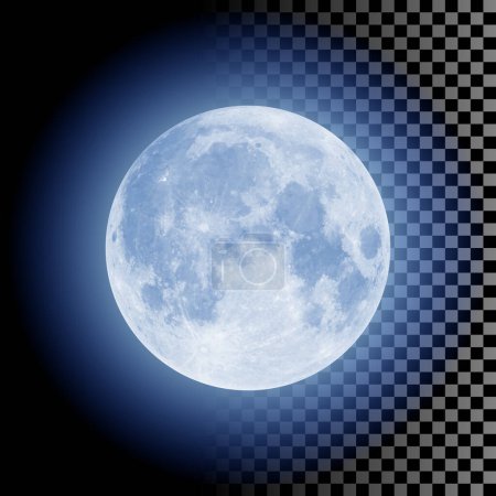 Luna llena detallada realista aislada sobre fondo transparente. Ilustración vectorial creativa
