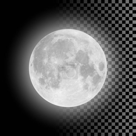 Realistic detailed full big moon isolated on transparent background. Creative Vector illustration