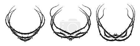 Illustration for Frame of thorns, border for the Lent season, graphic element, black and white vector illustration. - Royalty Free Image