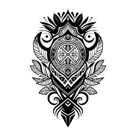 Illustration for Tattoo tribal abstract sleeve, black arm shoulder tattoo fantasy pattern vector art design isolated on white background - Royalty Free Image