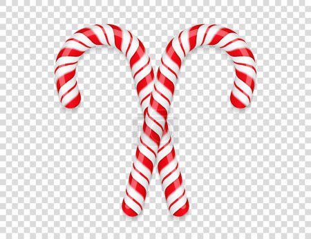 Illustration for Two candy canes on transparent background, vector eps10 illustration - Royalty Free Image