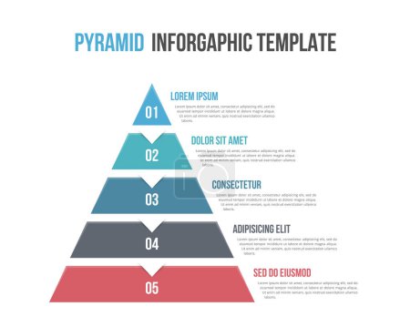 Téléchargez les illustrations : Modèle d'infographie pyramidale avec cinq éléments, illustration vectorielle eps10 - en licence libre de droit