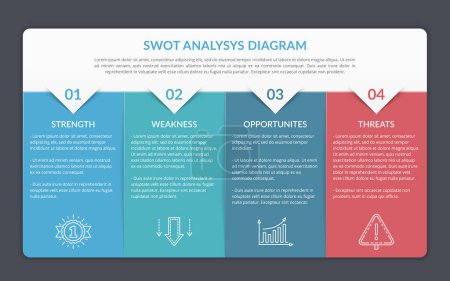 Illustration for SWOT analysis diagram, infographic template with four elements, vector eps10 illustration - Royalty Free Image