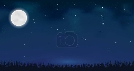 Téléchargez les illustrations : Ciel nocturne avec étoiles et lune, vecteur eps10 illustration - en licence libre de droit