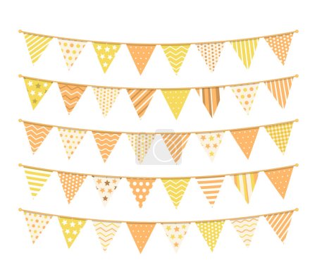 Bunting amarillo, elementos de diseño para la decoración de tarjetas de felicitaciones, invitaciones, etc, vector eps10 ilustración