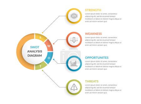 Illustration for SWOT Analysis, infographic template for web, business, presentations, vector eps10 illustration - Royalty Free Image