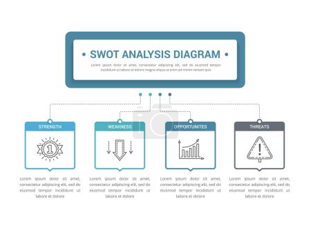 Illustration for SWOT Analysis diagram, infographic template for web, business, presentations, vector eps10 illustration - Royalty Free Image