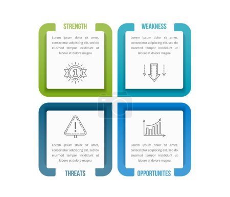 Illustration for SWOT Analysis diagram, infographic template for web, business, presentations, vector eps10 illustration - Royalty Free Image
