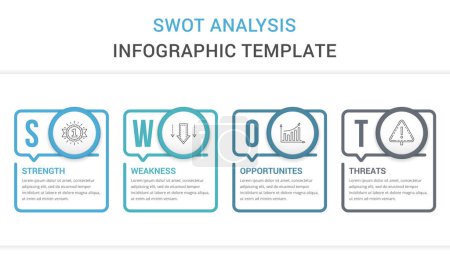 Illustration for SWOT analysis diagram, infographic template with four elements, vector eps10 illustration - Royalty Free Image