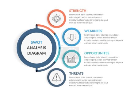Illustration for SWOT Analysis, infographic template for web, business, presentations, vector eps10 illustration - Royalty Free Image