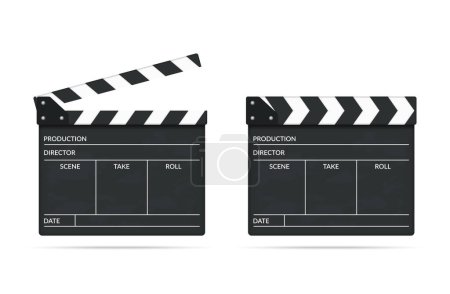 Open and closed clapper boards on white background, vector eps10 illustration