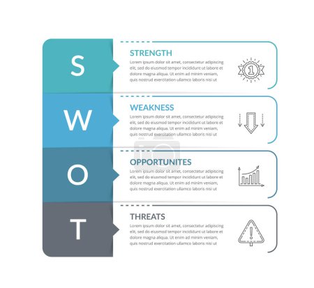 Illustration for SWOT analysis diagram, infographic template, vector eps10 illustration - Royalty Free Image