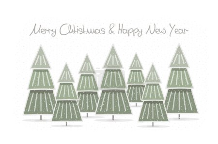 Foto de Tarjeta de Navidad con árboles de Navidad dibujados a mano, vector eps10 ilustración - Imagen libre de derechos