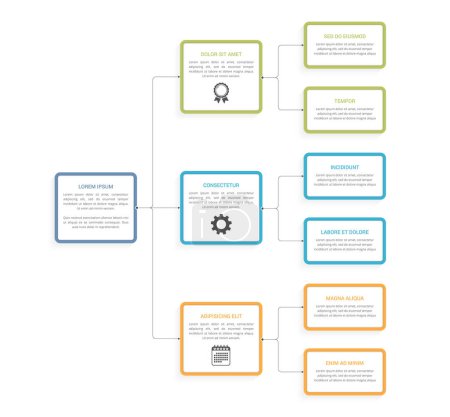 Foto de Plantilla infográfica de diagrama de flujo con nodos y flechas, diagrama de proceso, plantilla de estructura de organización, ilustración vectorial eps10 - Imagen libre de derechos