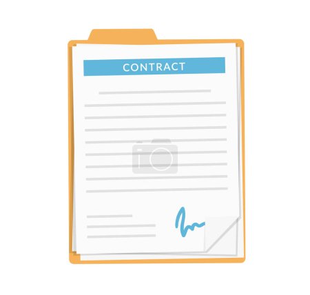 Illustration for Folder with documents with signature, contract, white background, vector eps10 illustration - Royalty Free Image