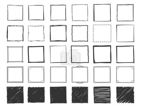 Foto de Conjunto de marcos cuadrados de garabatos dibujados a mano, ilustración vectorial eps10 - Imagen libre de derechos