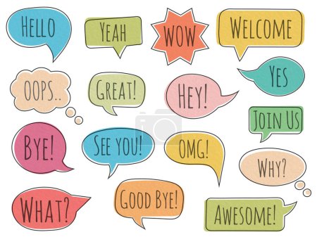 Speech bubbles with different phrases, vector eps10 illustration