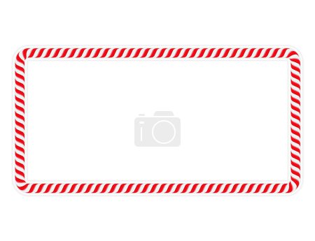 Horizontal frame made of red candy cane, vector eps10 illustration