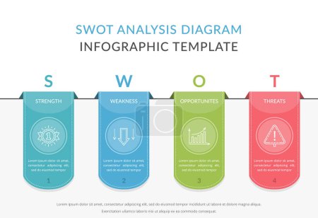 Illustration for SWOT analysis diagram, infographic template, vector eps10 illustration - Royalty Free Image