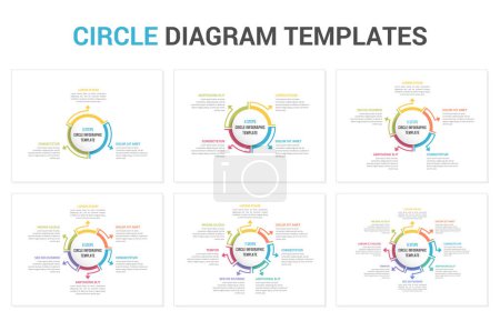 Téléchargez les photos : Ensemble de modèles de diagramme circulaire - 3, 4, 5, 6, 7 et 8 éléments, infographie circulaire, illustration vectorielle eps10 - en image libre de droit