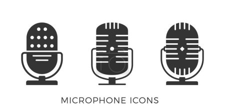 Téléchargez les photos : Trois icônes de microphone sur fond blanc, illustration vectorielle eps10 - en image libre de droit