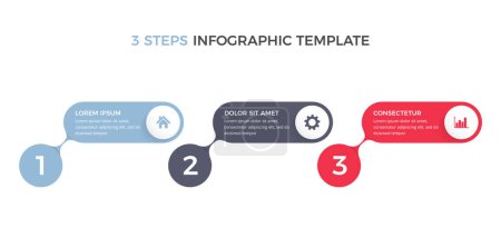 Téléchargez les photos : Modèle d'infographie avec 3 étapes avec chiffres et icônes, flux de travail, diagramme de processus, illustration vectorielle eps10 - en image libre de droit