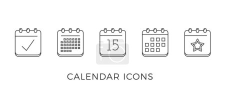 Téléchargez les photos : Cinq icônes de ligne de calendrier sur fond blanc, illustration vectorielle eps10 - en image libre de droit