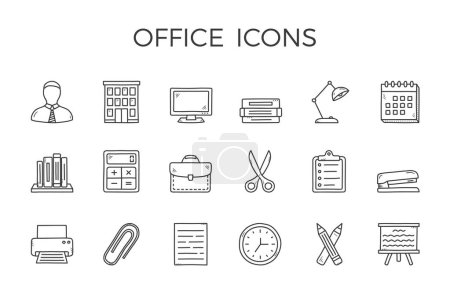 Ensemble d'icônes doodle de bureau sur fond blanc, illustration vectorielle eps10