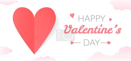 Téléchargez les photos : Fond Saint-Valentin avec coeur en papier et nuages, illustration vectorielle eps10 - en image libre de droit