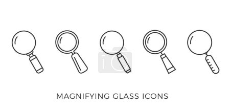 Téléchargez les photos : Cinq icônes en verre grossissant sur fond blanc, illustration vectorielle eps10 - en image libre de droit