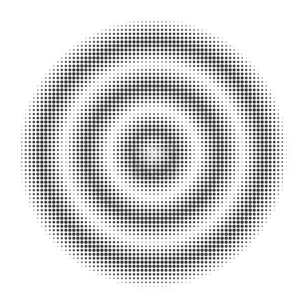 Illustration for Halftone ring with water ripple effect. Sonar wave. Abstract digital sound wave. Isolated on white background. - Royalty Free Image