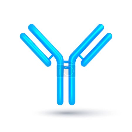 Antibody immunoglobulin molecule. Protective proteins. 3D medical icon. Vector illustration.