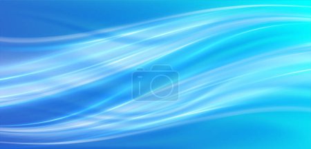 Soft blue curved lines of fresh smell. 3D vector glossy waves. Waves showing a stream of clean fresh air