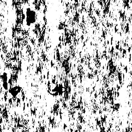 Ilustración de Fondo vectorial abstracto en blanco y negro. Superficie vintage monocromática con patrón sucio en grietas, manchas, puntos. Antigua pared en diseño de estilo de horror oscuro - Imagen libre de derechos