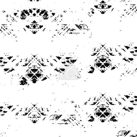 Ilustración de Textura grunge en blanco y negro. Patrón monocromo abstracto de grietas, chips, manchas, líneas. Fondo oscuro para impresión y diseño. Vintage vieja superficie está sucia - Imagen libre de derechos