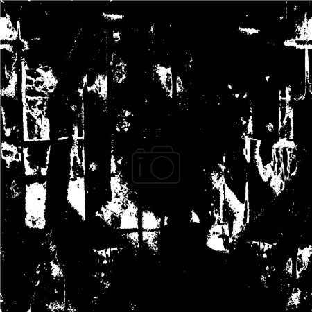 Illustration for Grunge overlay layer. Abstract black and white vector background. Monochrome vintage surface with dirty pattern in cracks, spots, dots. Old wall in dark horror style design - Royalty Free Image