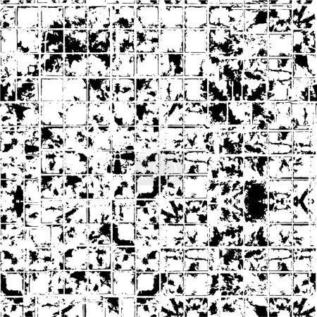 Téléchargez les photos : Abstract black and white vector background. Monochrome vintage surface with dirty pattern in cracks, spots, dots - en image libre de droit