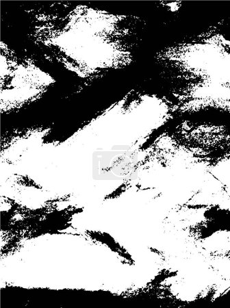 Téléchargez les illustrations : Abstract black and white vector background. Monochrome vintage surface with dirty pattern in cracks, spots, dots - en licence libre de droit