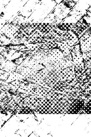 Téléchargez les illustrations : Abstrait texture rugueuse noir et blanc, illustration vectorielle - en licence libre de droit