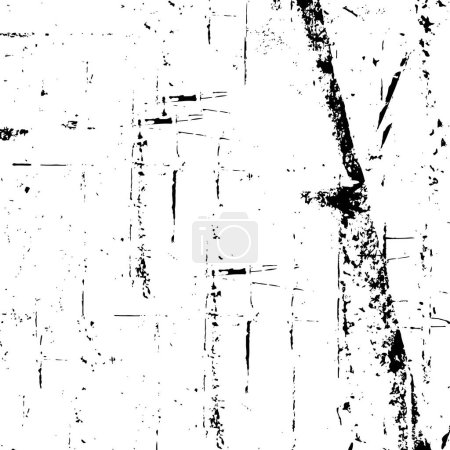 Téléchargez les illustrations : Grunge couche superposée. Fond vectoriel noir et blanc abstrait. Surface vintage monochrome avec motif sale dans les fissures, les taches, les points. Ancien mur dans le design de style horreur sombre - en licence libre de droit