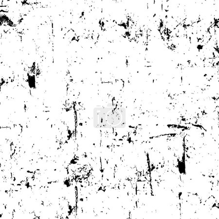 Téléchargez les illustrations : Fond abstrait noir et blanc. Texture monochrome de fissures, poussière, taches. Modèle pour l'impression et la conception - en licence libre de droit