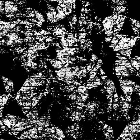 Ilustración de Fondo abstracto en blanco y negro. Textura monocromática de grietas, polvo, manchas. Patrón para impresión y diseño - Imagen libre de derechos