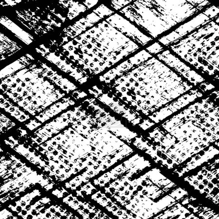 Ilustración de Fondo abstracto en blanco y negro. Textura monocromática de puntos, grietas, polvo, manchas. Patrón para impresión y diseño - Imagen libre de derechos