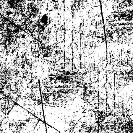 Téléchargez les illustrations : Vieux fond de mur grunge altéré. Texture abstraite en noir et blanc. Fond de fissures, éraflures, copeaux, taches, taches d'encre, lignes. Surface de fond design sombre. Élément d'impression gris - en licence libre de droit